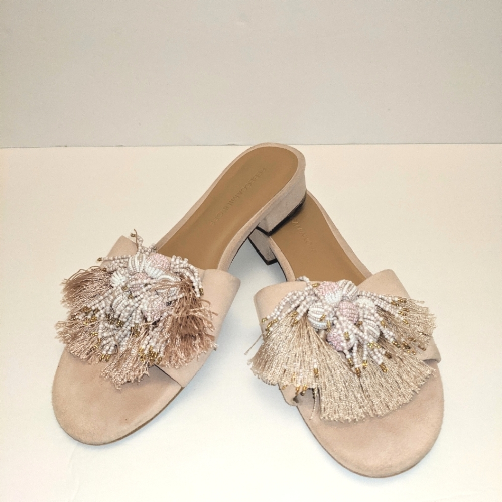 Rebecca Minkoff Beige Fringe Sandals